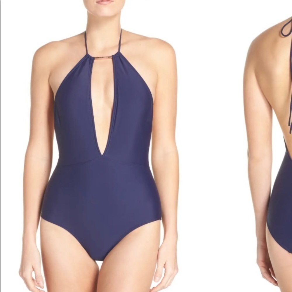 TED BAKER LONDON HALTER ONE PIECE SWIMSUIT